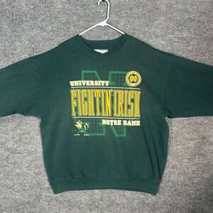 Vintage Notre Dame Fighting Irish Crewneck Sweatshirt XL Green‎ Danagggers